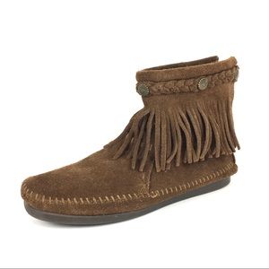 Minnetonka Moccasin Brown Booties Womens Sz 6
